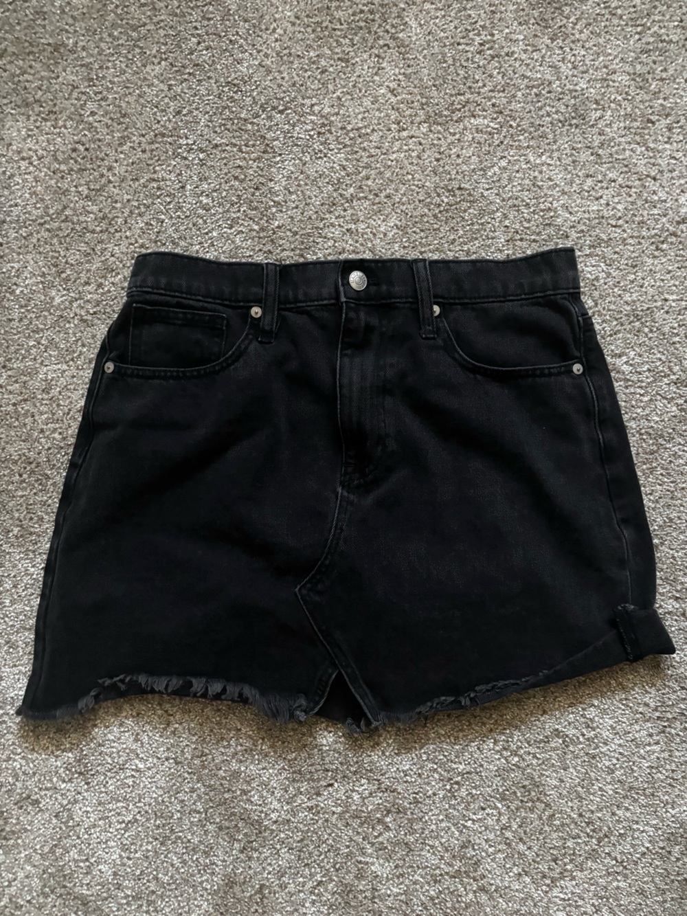 Madewell Black Denim Frayed Hem Women's Shorts